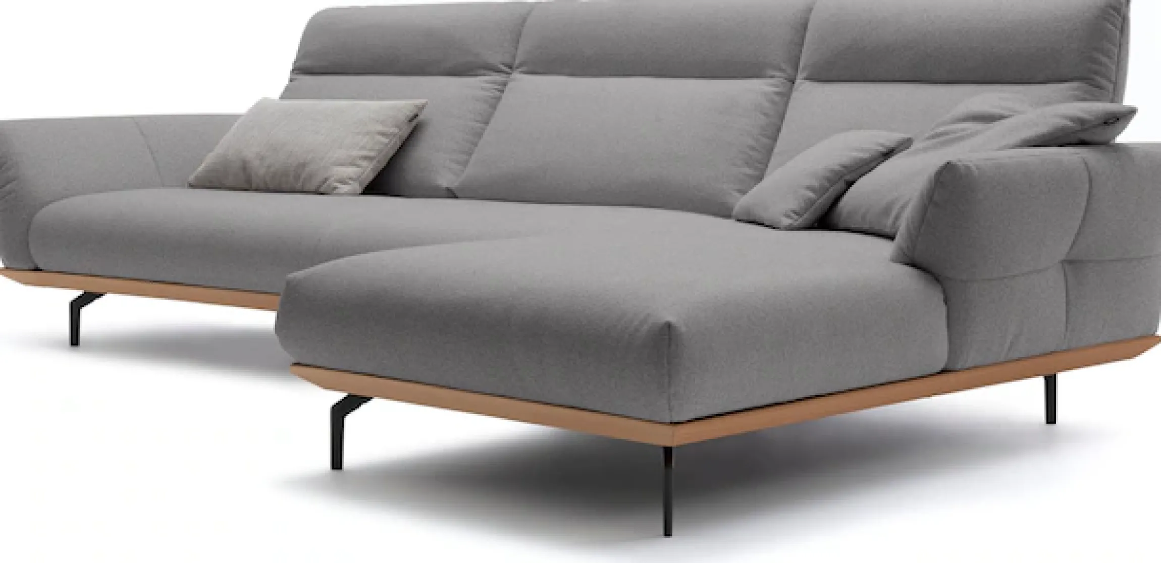 Creation BY ROLF BENZ Ecksofa »CR.460, Design-Sofa der Extraklasse, verstellbare Rückenlehne, L-Form« Sockel in Eiche, Winkelfüße in Umbragrau, Breite 338 cm