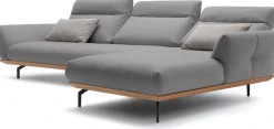 Creation BY ROLF BENZ Ecksofa »CR.460, Design-Sofa der Extraklasse, verstellbare Rückenlehne, L-Form« Sockel in Eiche, Winkelfüße in Umbragrau, Breite 338 cm