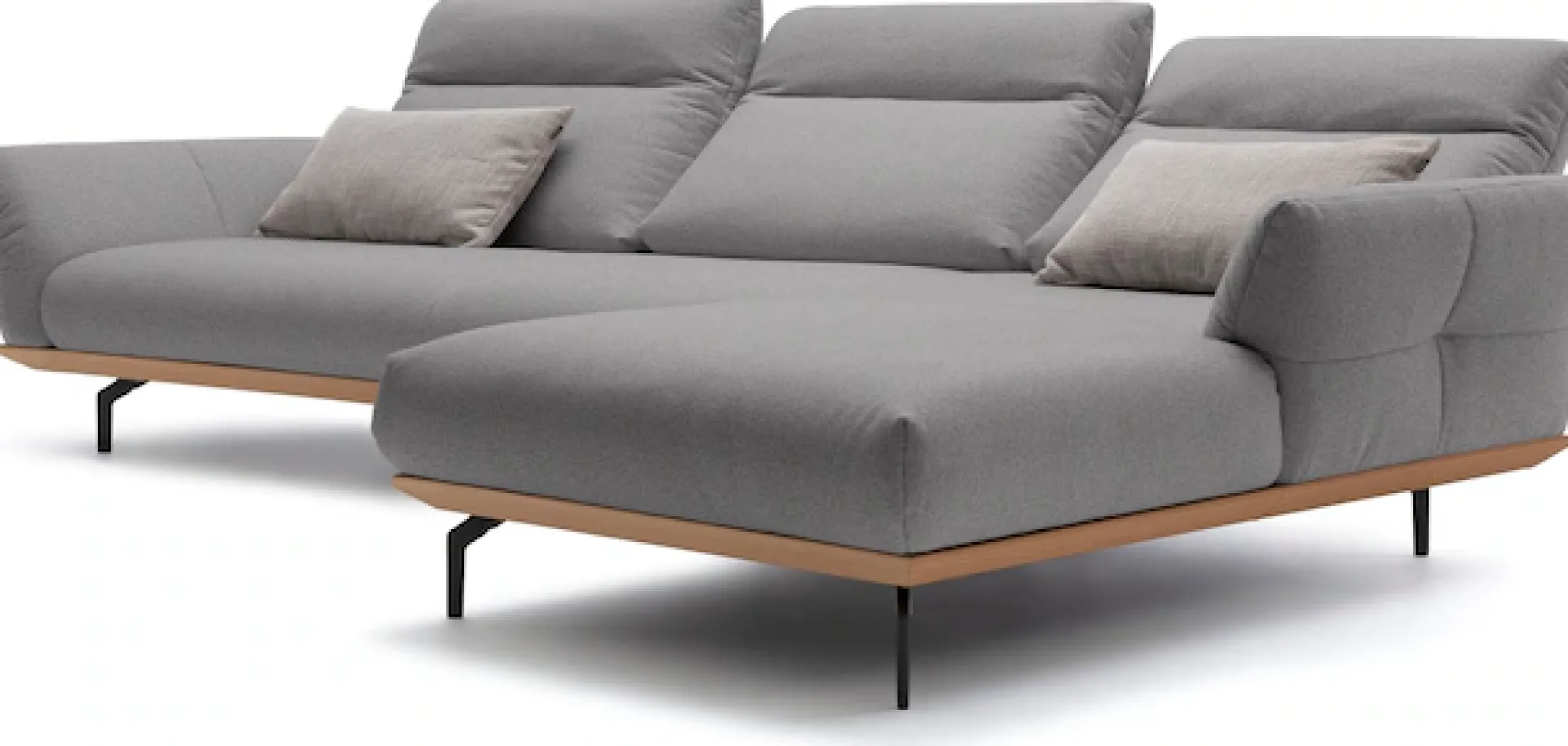 Creation BY ROLF BENZ Ecksofa »CR.460, Design-Sofa der Extraklasse, verstellbare Rückenlehne, L-Form« Sockel in Eiche, Winkelfüße in Umbragrau, Breite 338 cm