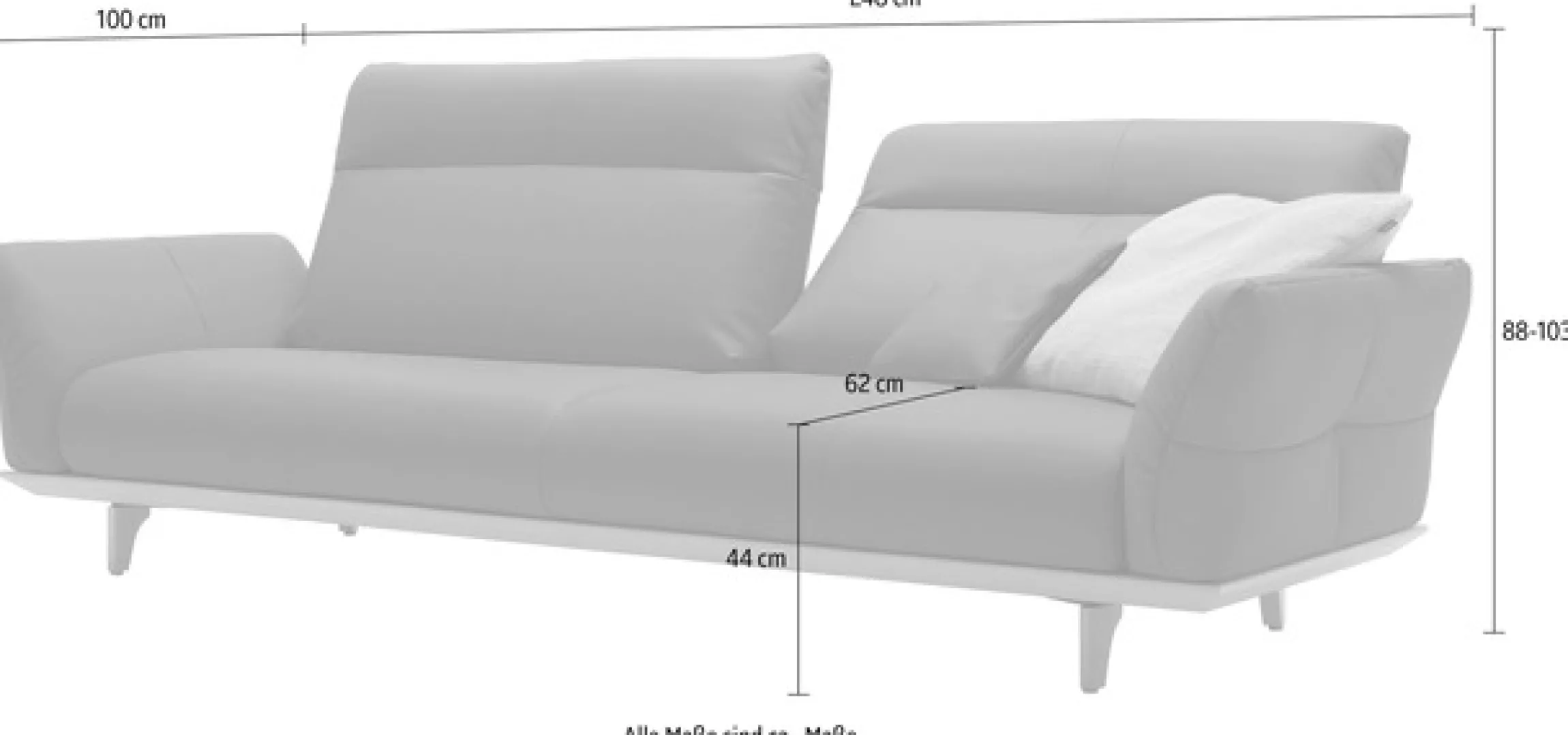 Creation BY ROLF BENZ 4-Sitzer »CR.460 Designsofa, erstklassiger Sitzkomfort, verst. Rückenlehne« Sockel in Eiche, Füße Eiche natur, Breite 248 cm