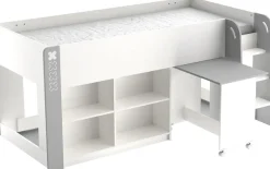 Demeyere GROUP Hochbett »HAMPTON Kombi Bett mit Schreibtisch« Kombi Bett mit Schreibtisch auf Rollen
