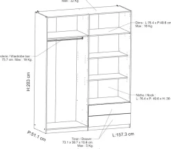 Demeyere GROUP Kleiderschrank »Ghost« Breite ca. 120cm, Höhe ca. 200cm