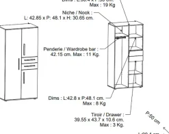 Demeyere GROUP Kleiderschrank »Versatil« B/H/ T ca. 90x190cmx50cm,Schubladen in komfortabler Höhe, Made in France, Kinderkleiderschrank