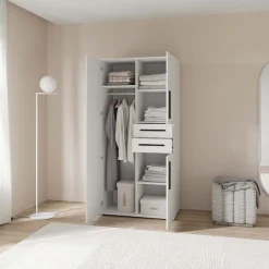 Demeyere GROUP Kleiderschrank »VERSATIL – mit Schubladen in Komforthöhe & Metall-Kleiderstangen« B/H/ T ca. 90x190cmx50cm,viel Stauraum, robuste Spanplatte, pflegeleicht, Made in EU