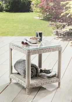 Destiny Beistelltisch »MERANO« 46x46x50cm, Aluminium, Polyrattan