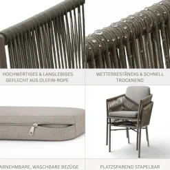 Destiny Gartensessel »LUCCA« Set, 2 Stk. tlg. Aluminium, Olefin-Rope, inkl. Auflagen, stapelbar