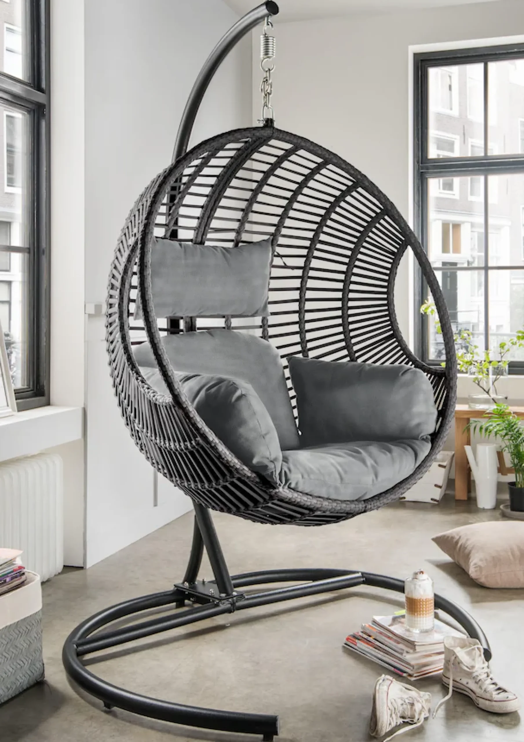 Destiny Hängesessel »COCO DE LUXE II« Stahl, Aluminium, Polyrattan, mit Gestell, inkl. Auflagen