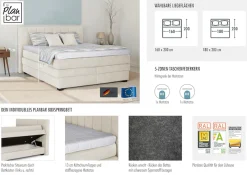 Die PlanBar Boxspringbett »OC-ON21088« inkl. Matratzen u. Bonellfederkern Unterbau, Stauraum, 160/180x200cm