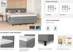 Die PlanBar Boxspringbett »OC-ON23163« inkl. Matratzen, Topper u. Bonellfederkern Unterbau, 160/180x200cm