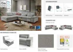 Die PlanBar Ecksofa »MP-IN16012 L-Form mit Federkern-Polsterung« inkl. Sitztiefenverstellung, optional mit Funktionen,