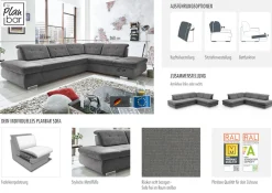 Die PlanBar Ecksofa »MP-IN17004 L-Form, Breite 323 cm, mit Federkern-Polsterung« inkl. Sitztiefenverstellung, wahlweise weitere Funktionen