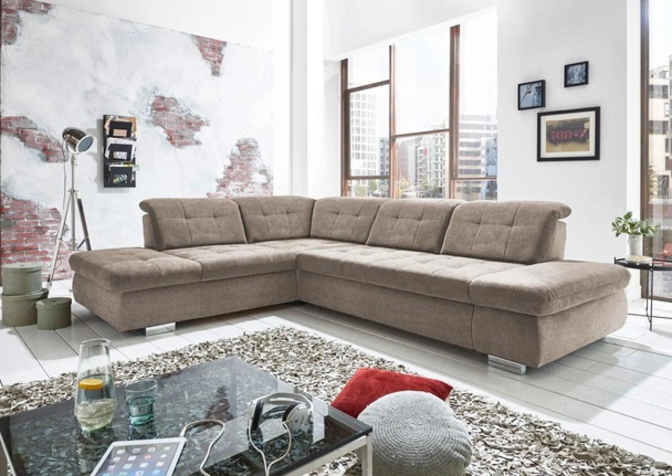 Die PlanBar Ecksofa »MP-IN17004 L-Form, Breite 323 cm, mit Federkern-Polsterung« inkl. Sitztiefenverstellung, wahlweise weitere Funktionen