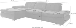 Die PlanBar Ecksofa »MP-IN17004 L-Form, Breite 331 cm, Federkern-Polsterung« inkl. Sitztiefenverstellung, wahlweise weitere Funktionen