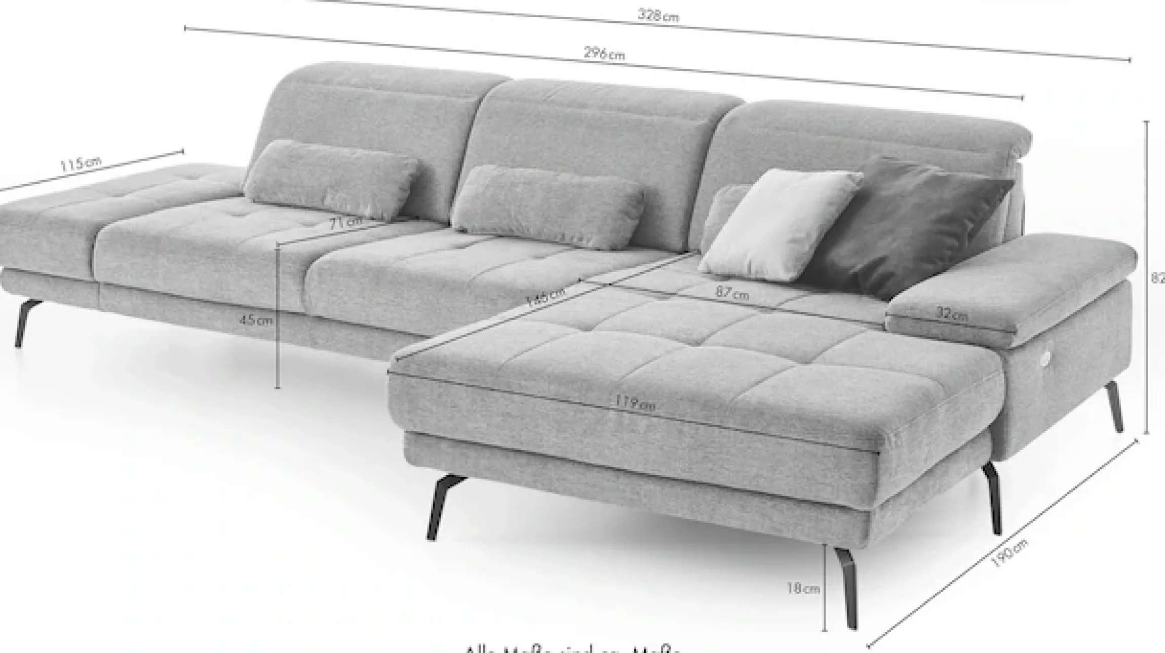 Die PlanBar Ecksofa »MP-IN20126 L-Form mit Federkern-Polsterung« mit Kopfteilverstellung, optional Sitztiefen- & Armteilverstellung