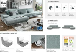 Die PlanBar Ecksofa »MP-IN20126 L-Form mit Federkern-Polsterung« mit Kopfteilverstellung, optional Sitztiefen- & Armteilverstellung
