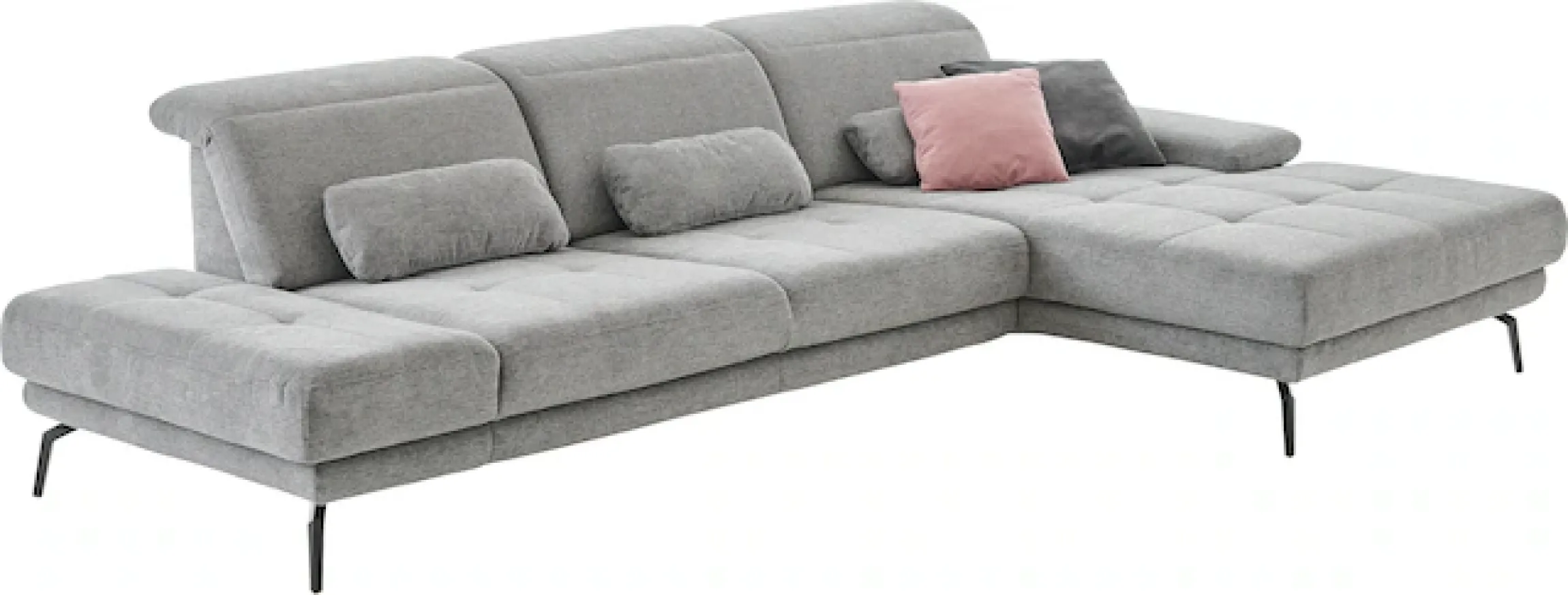 Die PlanBar Ecksofa »MP-IN20126 L-Form mit Federkern-Polsterung« mit Kopfteilverstellung, optional Sitztiefen- & Armteilverstellung