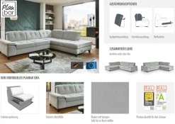 Die PlanBar Ecksofa »MP-IN18012 L-Form mit Federkern-Polsterung« Sitztiefenverstellung, optional Kopfteilverstellung & Schlaffunktion