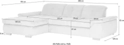 Die PlanBar Ecksofa »MP-IN16037 L-Form, Breite 289 cm, mit Kaltschaum-Polsterung« mit Sitztiefenverstellung & Zierkissen
