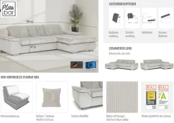 Die PlanBar Ecksofa »MP-IN16037 L-Form, Breite 289 cm, mit Kaltschaum-Polsterung« mit Sitztiefenverstellung & Zierkissen