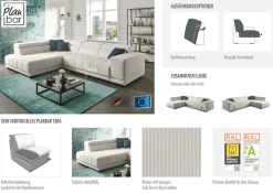 Die PlanBar Ecksofa »MP-IN15053 L-Form breiter Schenkel« mit Kopfteilverstellung, wahlweise mit manueller Vorziehbank