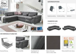Die PlanBar Ecksofa »MP-IN17041 L-Form, Breite 320 cm« Sitztiefenverstellung, optional Kopfteilverstellung & Schlaffunktion