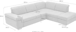 Die PlanBar Ecksofa »MP-IN17041 L-Form, Breite 320 cm« Sitztiefenverstellung, optional Kopfteilverstellung & Schlaffunktion