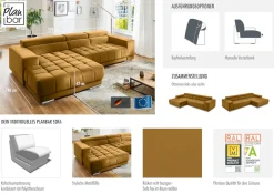 Die PlanBar Ecksofa »MP-IN15053 L-Form extra breiter Schenkel« wahlweise mit Kopfteilverstellung und manueller Vorziehbank