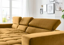 Die PlanBar Ecksofa »MP-IN15053 L-Form extra breiter Schenkel« wahlweise mit Kopfteilverstellung und manueller Vorziehbank