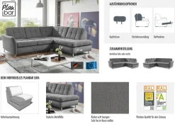 Die PlanBar Ecksofa »MP-IN20016 L-Form mit Kaltschaum-Polsterung« wahlweise mit Kopfstützen und Schlaffunktion