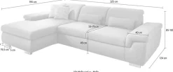 Die PlanBar Ecksofa »MP-IN17041 L-Form, Breite 325 cm« Sitztiefenverstellung, optional Kopfteilverstellung & Schlaffunktion