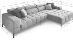 Die PlanBar Ecksofa »MP-IN18022 L-Form« mit Kopfteilverstellung & Zierkissen, optional Sitztiefenverstellung