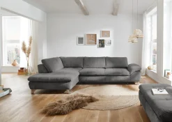 Die PlanBar Ecksofa »Ottomane MP-IN14007 L-Form, Breite 306 cm« wahlweise mit Schlaffunktion und verstellbaren Kopfstützen, in Cord