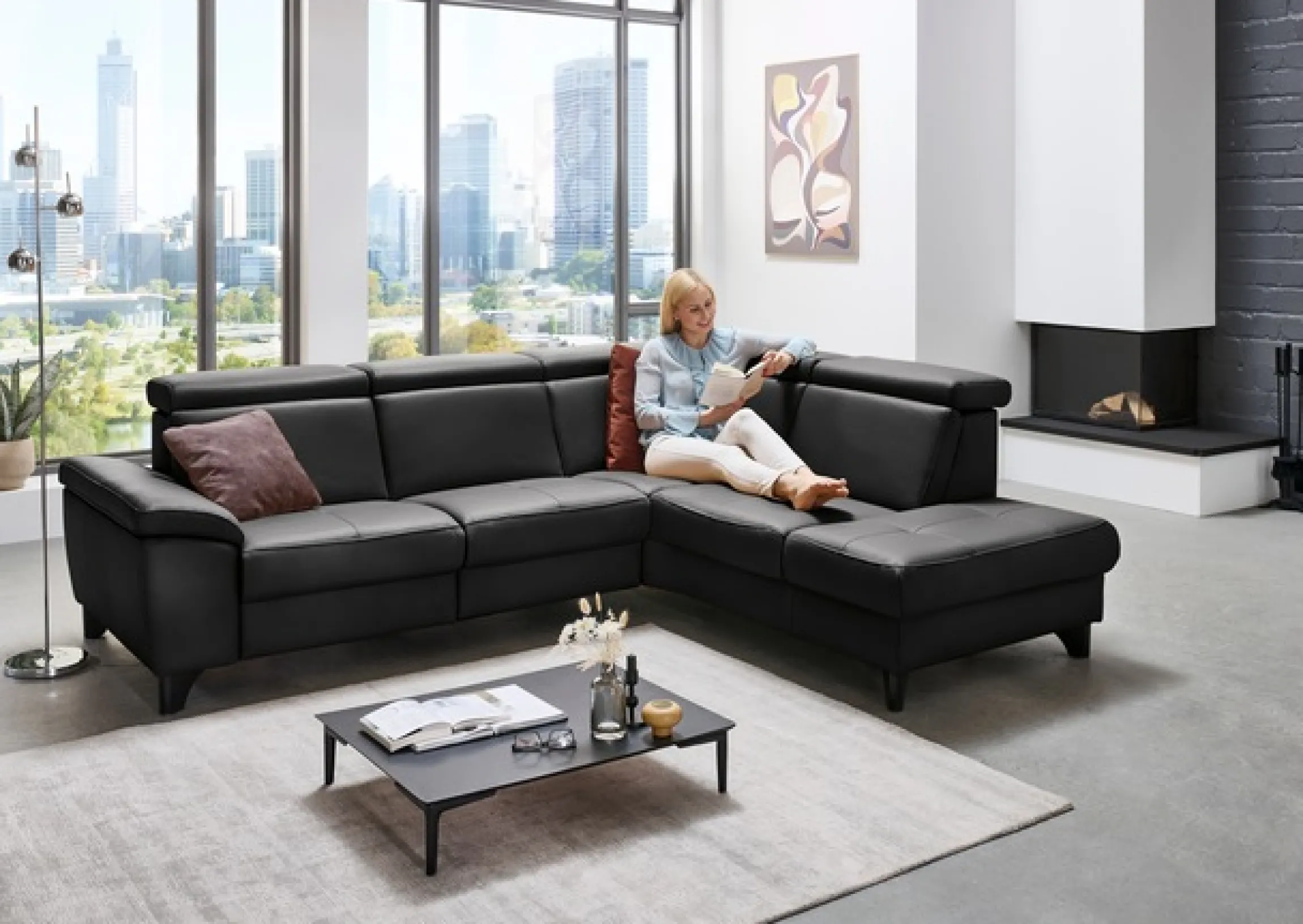 Die PlanBar Ecksofa »PN-EM23166 L-Form« optional mit Kopfteilverstellung und Stauraum