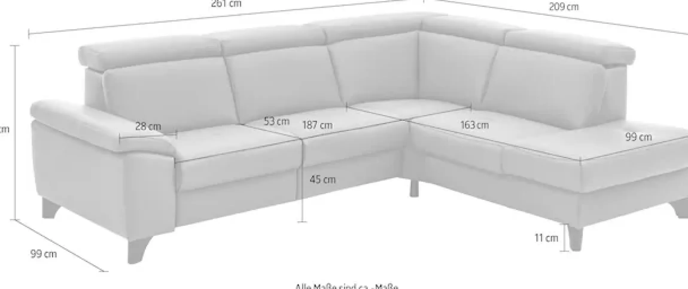 Die PlanBar Ecksofa »PN-EM23166 L-Form« optional mit Kopfteilverstellung und Stauraum