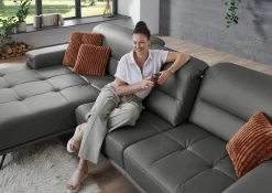 Die PlanBar Ecksofa »PN-EM19074, L-Form, Breite 343 cm« inkl. Sitztiefen- und Kopfteilverstellung