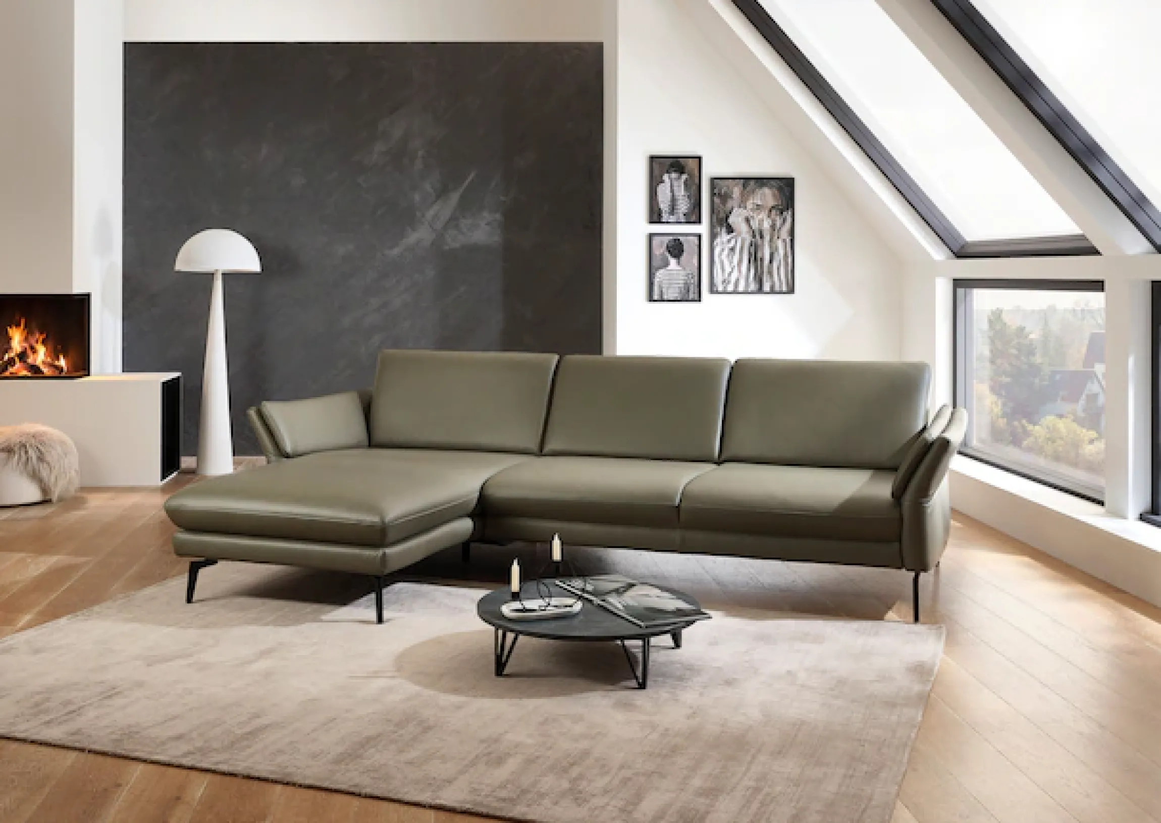 Die PlanBar Ecksofa »PN-EM23050, L-Form, Breite 289 cm, Leder, bis 120 kg belastbar« Optional mit Echtleder-Rücken, Kopfstütze, Sitz- und Armverstellung