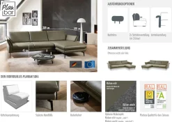 Die PlanBar Ecksofa »PN-EM23050, L-Form, Breite 289 cm, Leder, bis 120 kg belastbar« Optional mit Echtleder-Rücken, Kopfstütze, Sitz- und Armverstellung