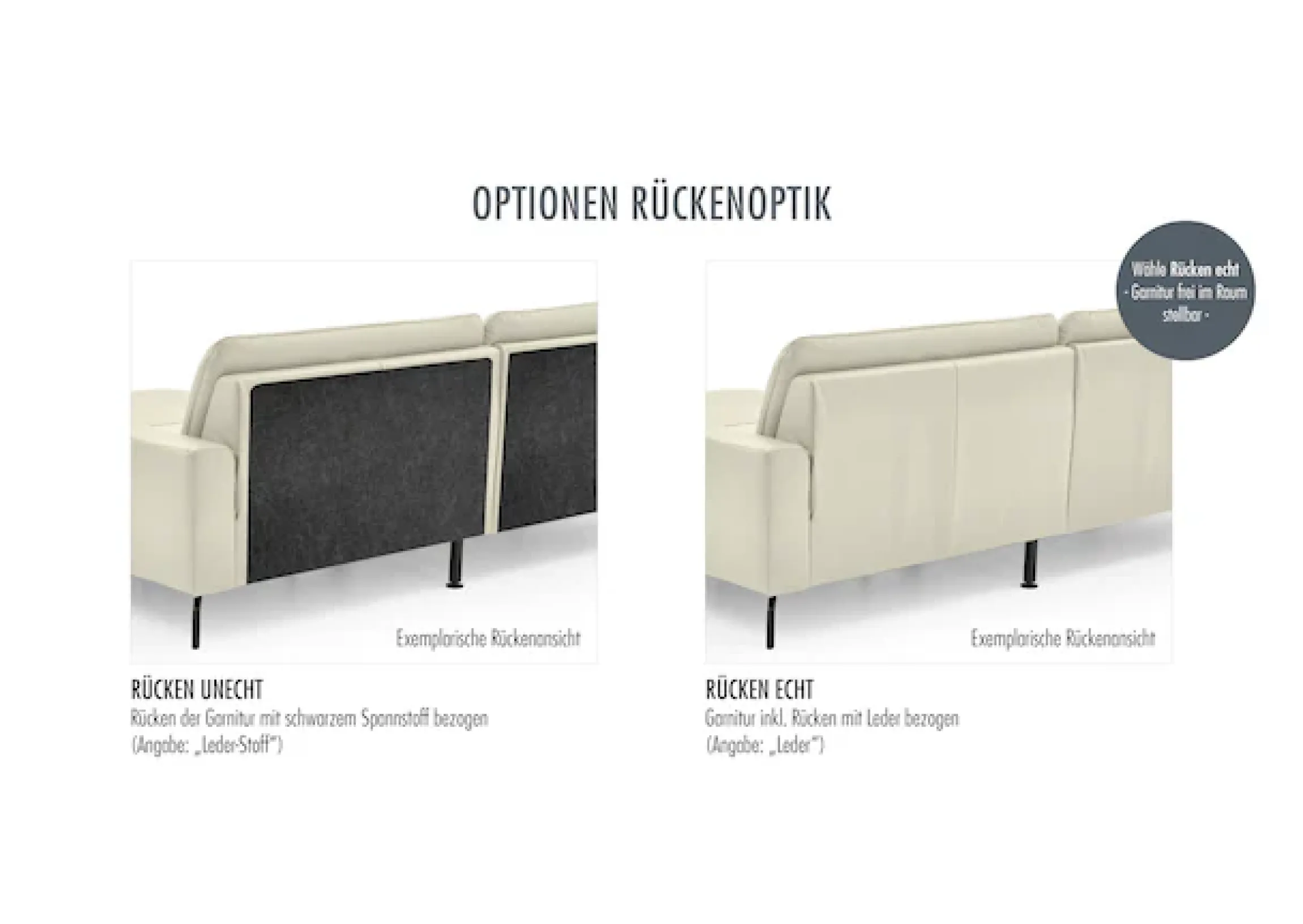 Die PlanBar Ecksofa »PN-EM23050, L-Form, Breite 289 cm, Leder, bis 120 kg belastbar« Optional mit Echtleder-Rücken, Kopfstütze, Sitz- und Armverstellung