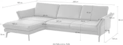 Die PlanBar Ecksofa »PN-EM23050, L-Form, Breite 289 cm, Leder, bis 120 kg belastbar« Optional mit Echtleder-Rücken, Kopfstütze, Sitz- und Armverstellung