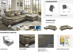 Die PlanBar Ecksofa »PN-IN16012 L-Form, Breite 309 cm« inkl. Sitztiefenverstellung, optional mit Kopfteilverstellung