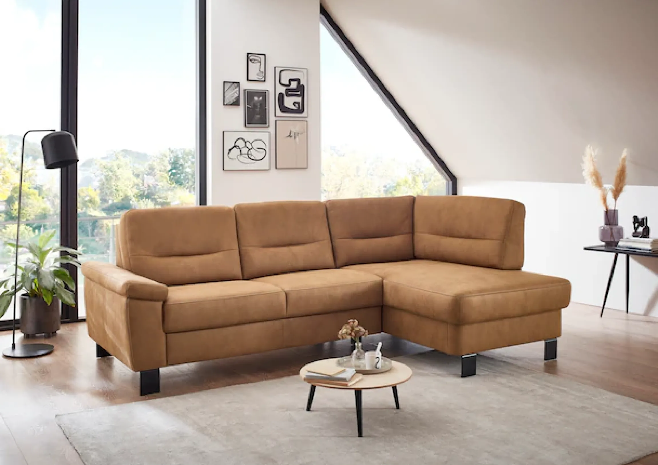 Die PlanBar Ecksofa »PP-PF23172 L-Form, Breite 244 cm« Eckgarnitur mit besonders kleinem Stellmaß ca. 160 x 244 cm