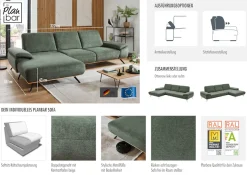 Die PlanBar Ecksofa »ZE-EM18063, Breite 322 cm« wahlweise mit Sitztiefen- und Armteilverstellung