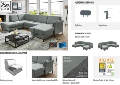 Die PlanBar Wohnlandschaft »ZE-EM18013 U-Form, Breite 305 cm« wahlweise mit Kopfstützen und Liegearmlehne