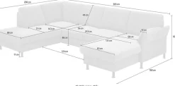 Die PlanBar Wohnlandschaft »ZE-EM18013 U-Form, Breite 305 cm« wahlweise mit Kopfstützen und Liegearmlehne