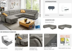 Die PlanBar Wohnlandschaft »ZE-EM16033 U-Form, Breite 330 cm« wahlweise mit Kopfstützen und Schlaffunktion