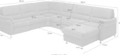 Die PlanBar Wohnlandschaft »ZE-EM16033 U-Form, Breite 330 cm« wahlweise mit Kopfstützen und Schlaffunktion