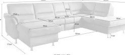 Die PlanBar Wohnlandschaft »ZE-EM16033 U-Form, Breite 316 cm« wahlweise mit Kopfstützen und echt bezogenem Rücken