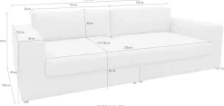 DOMO collection Big-Sofa »Dundee Megasofa Breite 276 cm, Taschenfederkern, fester Sitzkomfort« pflegeleichter, edler Strukturstoff in Chenille-Optik