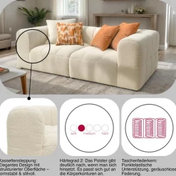 DOMO collection Big-Sofa »Ghent Megasofa in 2 Breiten, modern, bequem, Breite 220 oder 250cm« Mit Taschenfederkern und Kassettensteppung