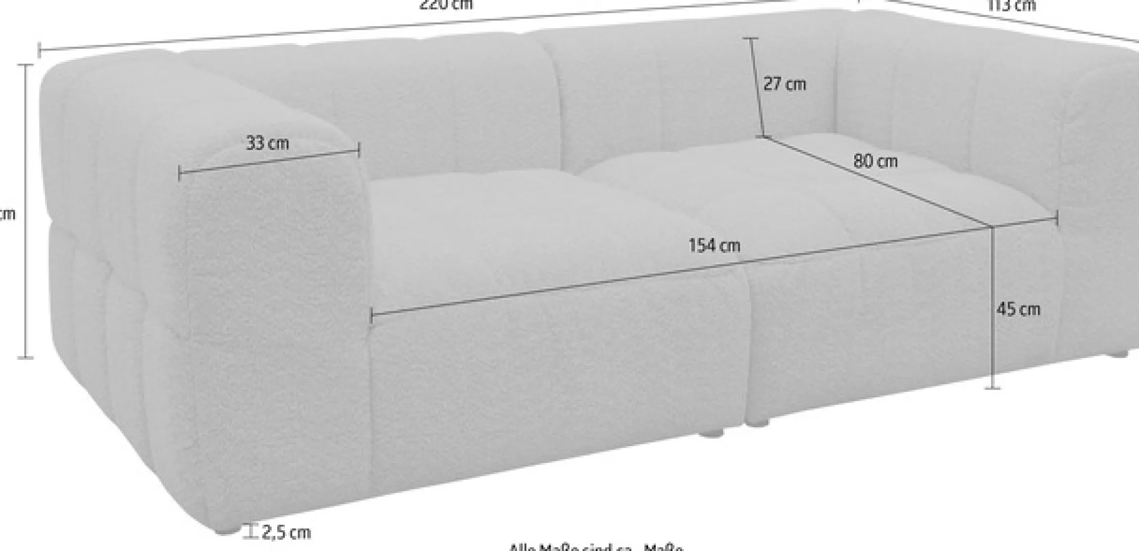 DOMO collection Big-Sofa »Ghent Megasofa in 2 Breiten, modern, bequem, Breite 220 oder 250cm« Mit Taschenfederkern und Kassettensteppung